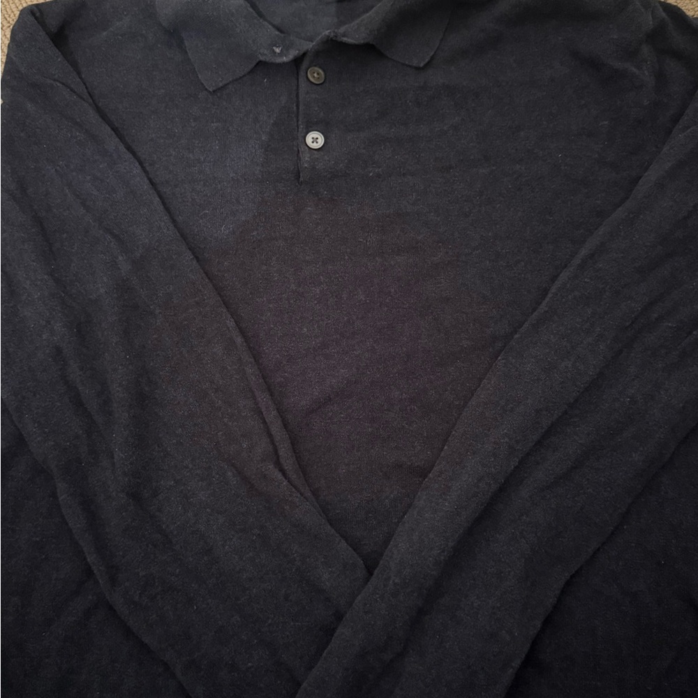 Banana Republic Luxury Blend Navy Blue Sweater Polo Size Large